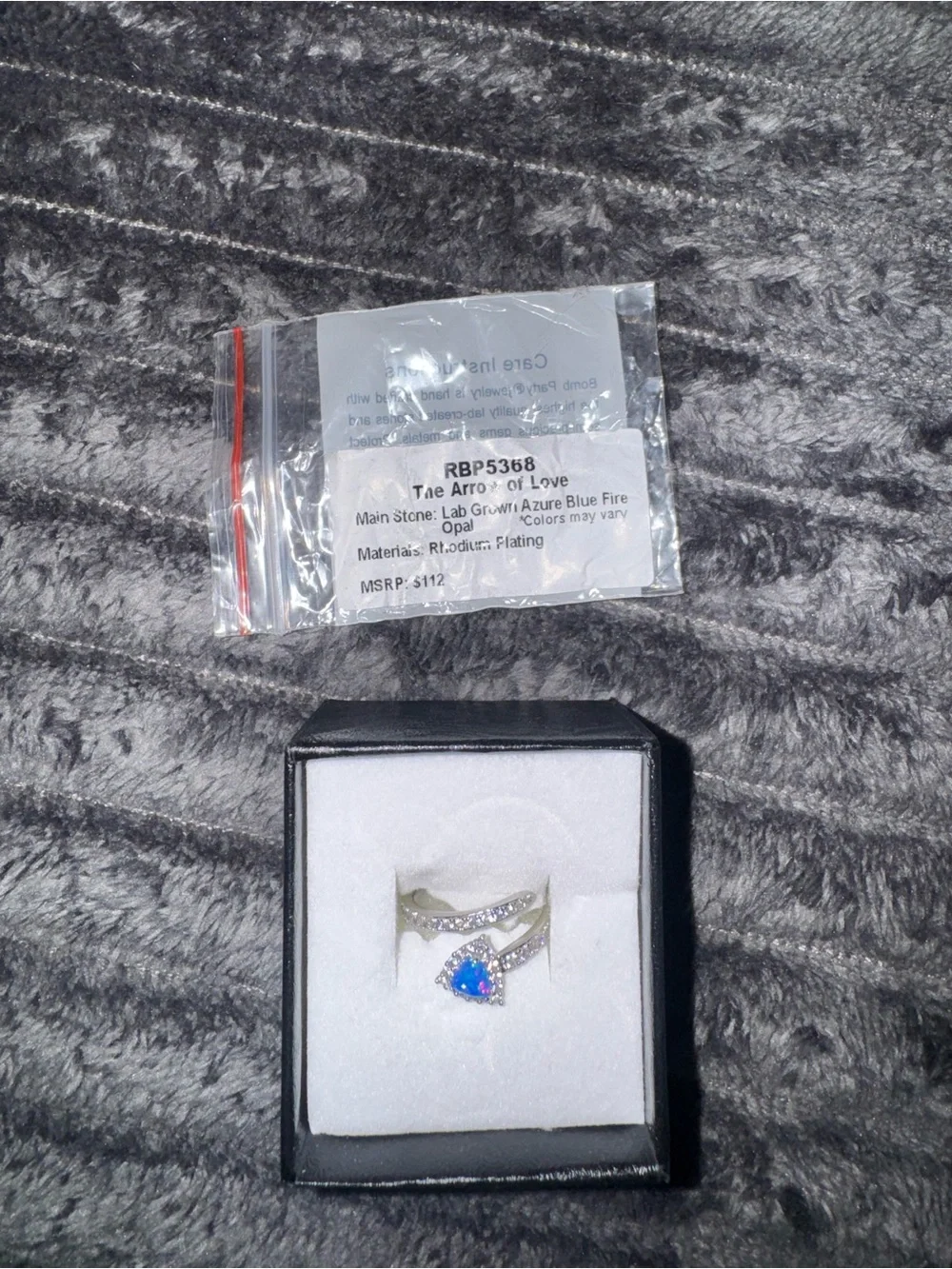 Sterling Ring Set with Blue Fire Opal Pear Center